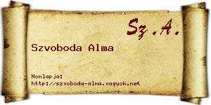 Szvoboda Alma névjegykártya